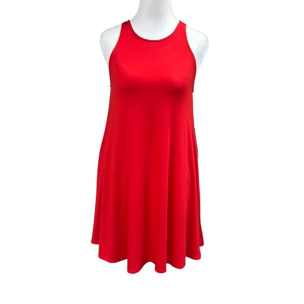 NEW Lulus Tupelo Honey Berry Red Sleeveless Swing Dress w/ Pockets Sz S
